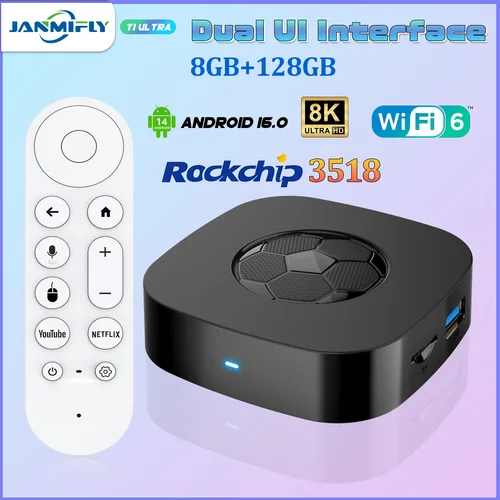 Imagen 1 del producto 2025 T1 Ultra Android16.0 8K HD Smart TV Box Rockchip RK3518 8GB 128G Wifi dual BT5.0 decodificador reproductor multimedia con Google Voice
