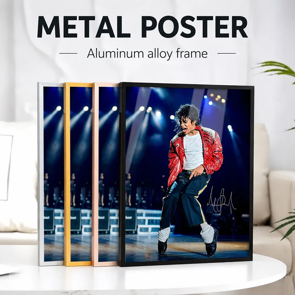 Michael Jackson Performing Framed Metal Poster Personalized Photo Contemporary Stage Style Wall Art For Bedroom Collector Gift