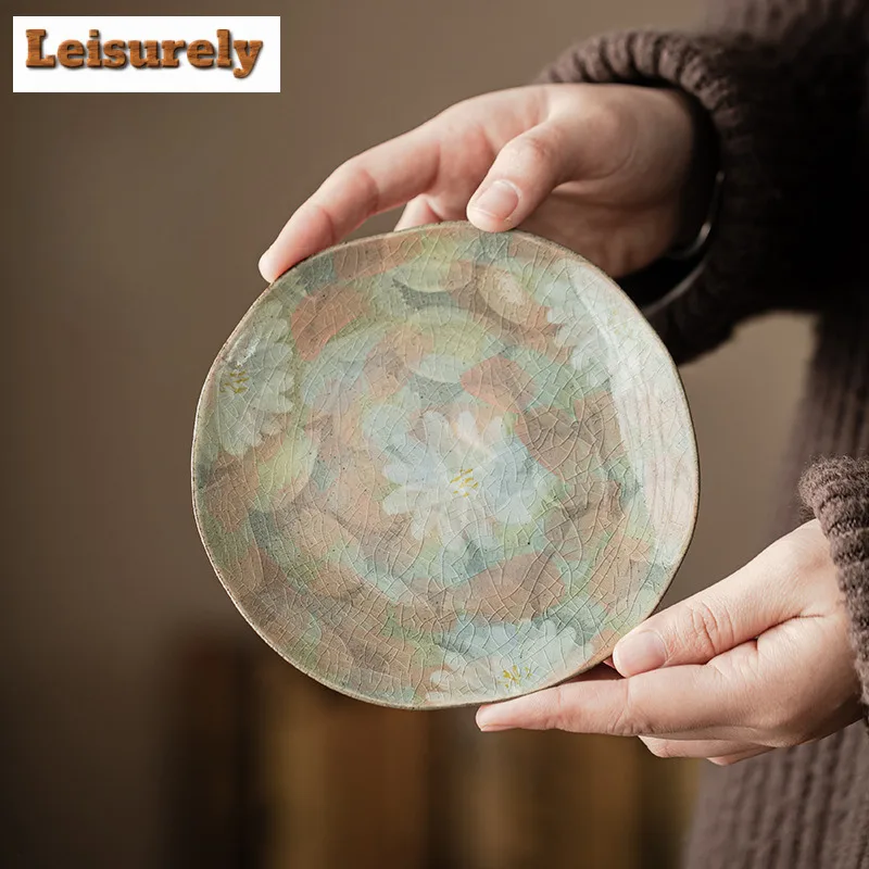 

Hand-painted Daisy Pot Bearing Holder Ice Crack Glaze Zisha Pot Heat Insulation Pad Dry Brew Table Tea Tray Tea Set Ornaments