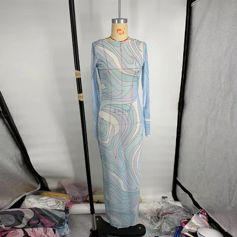 Sexy Damen-Maxikleid, durchsichtiges Mesh, figurbetont, schick, ärmellos, schmale Passform, Strandurlaub, lange Kleider, lässig, täglich, weibliches Outfit – Detail 14