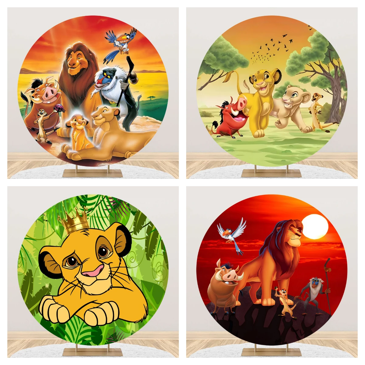 

The Lion King Simba Nala Birthday Party Decoration Props Round Backdrop Photo Background For Photography Baby Shower Photozone