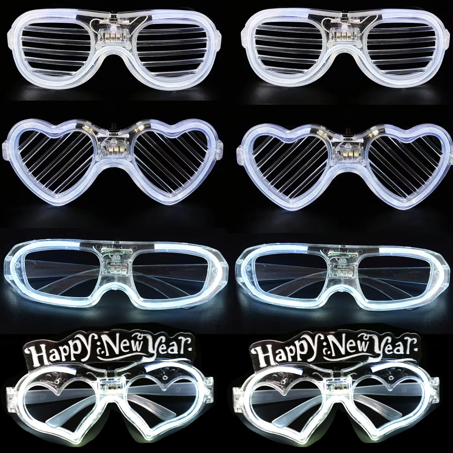 

20/50/100Pcs White LED Glow Glasses Glow In The Dark Light Up Sunglasses Glow Neon Party Favor for Kids Adults Party Supplies