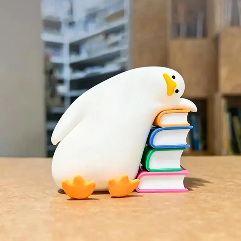 

Adorable Cute Duck Bookend Decorative Non-Skid Resin Book Holder for Kids Bedroom Bookshelf Creative Gift for Bookworms