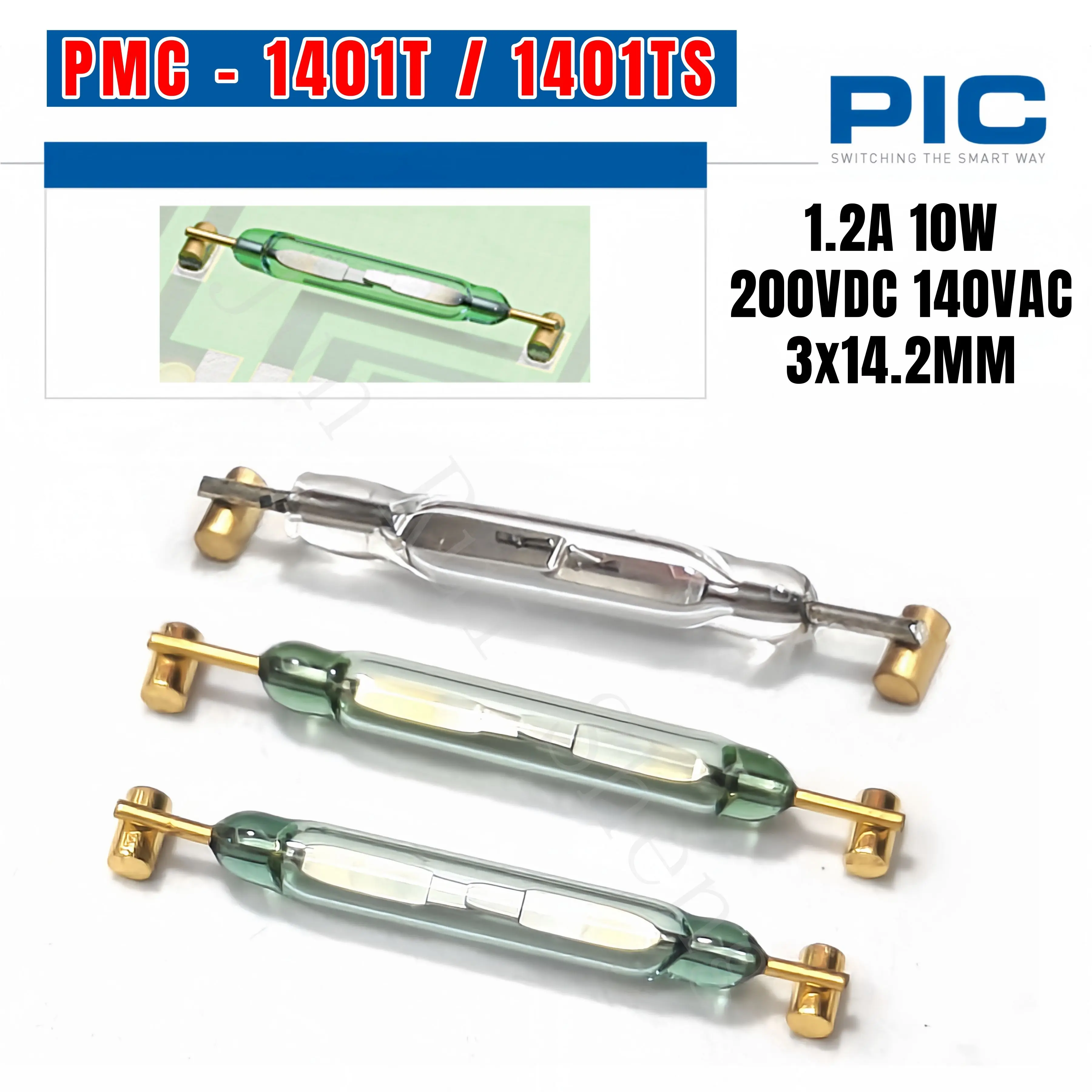 10PCS Original PIC Plastic SMD Reed Contact Switch Normally Open N/O 10MM 12.5MM 14.2MM 15.5MM Magnetic Control inductive Sensor