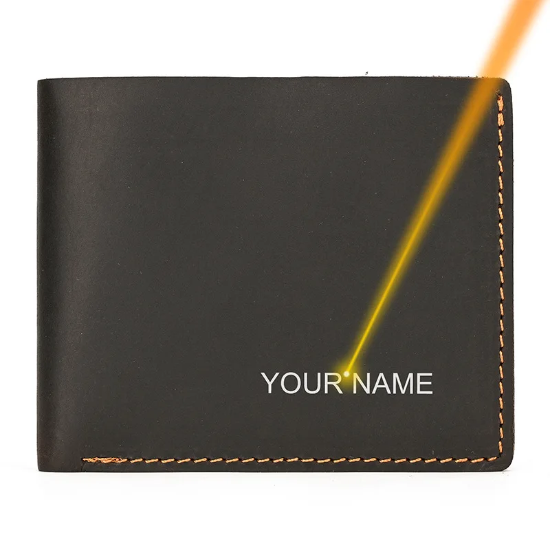 

Free Name Engraving Men Wallets Vintage Card Wallet New Short Small Male Wallet Card Holder Crazy Horse Leather Men Purses