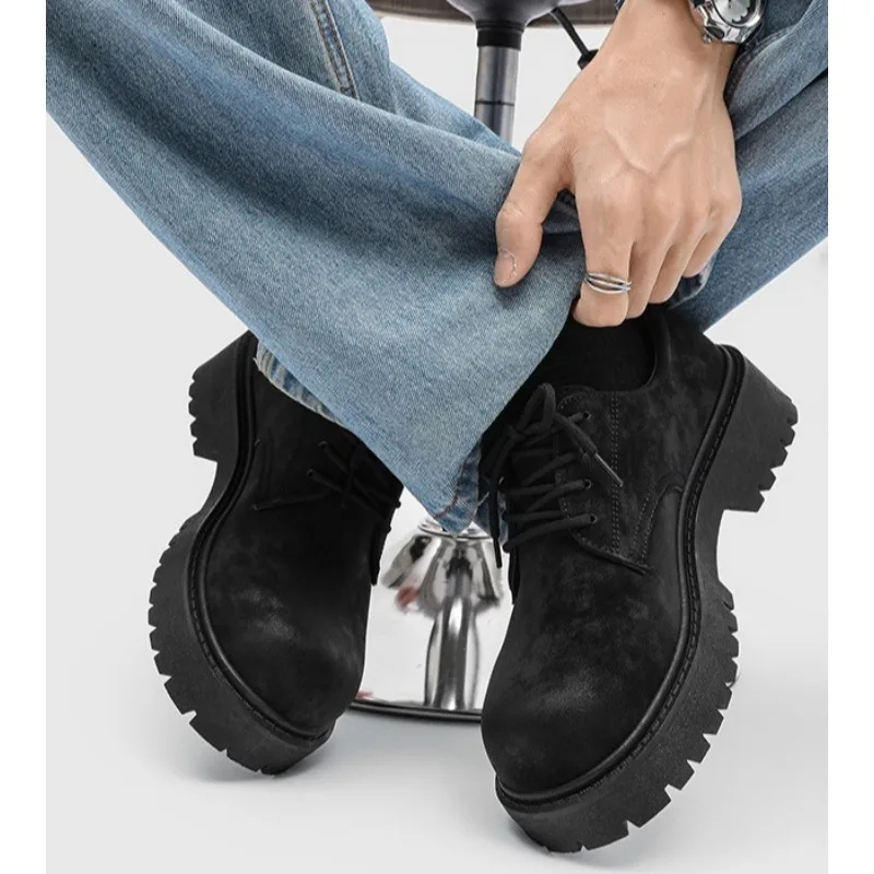 

Retro Thick-soled Men's Height-increasing Derby Shoes for The Spring/Autumn of 2026，Fashionable Low-top Work Boots for Men，37-46