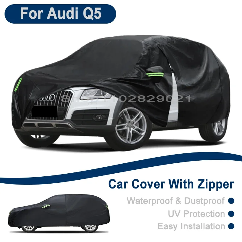 

Outdoor Full Vehicle Cover For Audi Q5 - Side Zipper Design, Waterproof Dustproof Sun Protection Car Cover