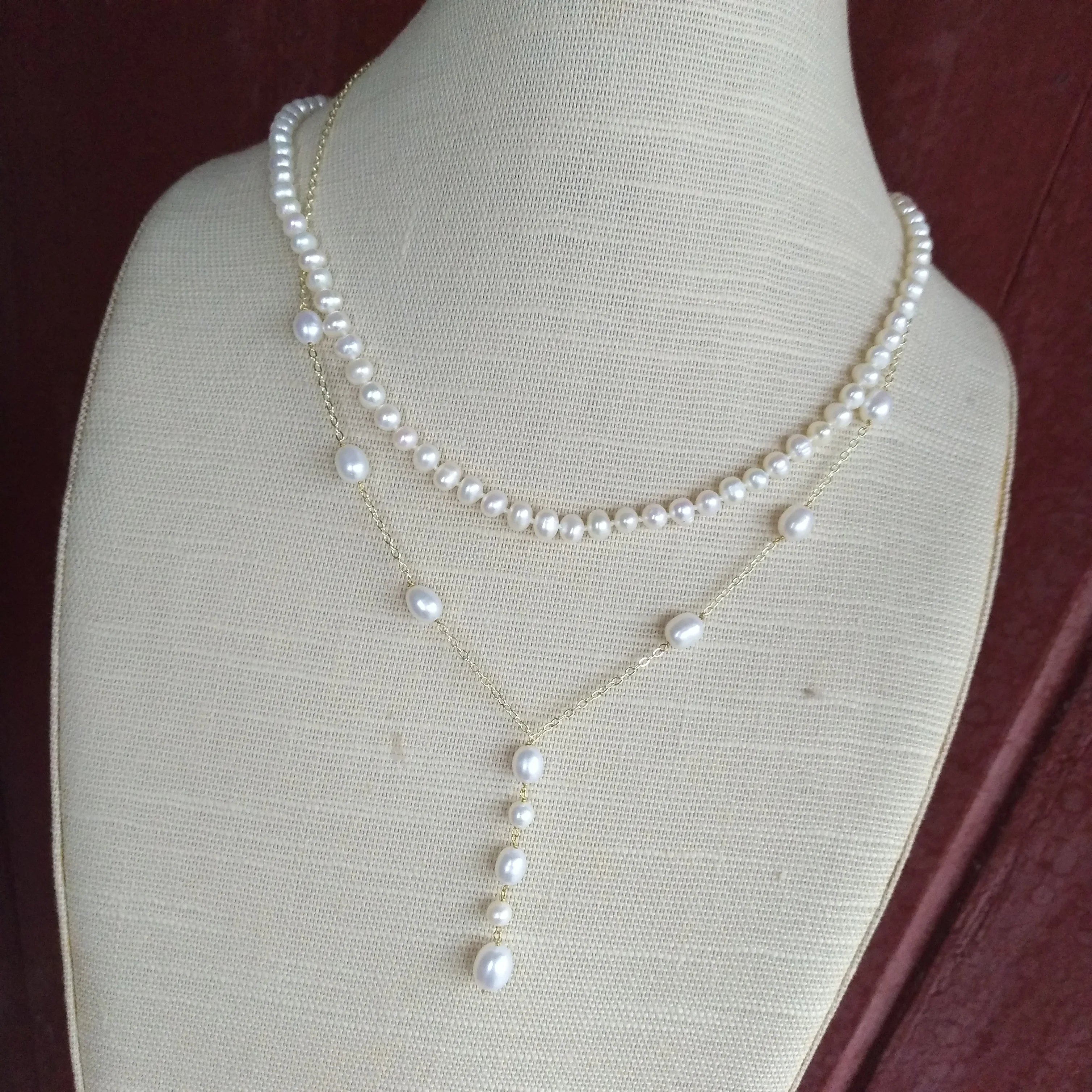 Design Pretty 2Row AAA+ White Akoya Pearl Necklaces & Pendants Please see more photos with pearl details