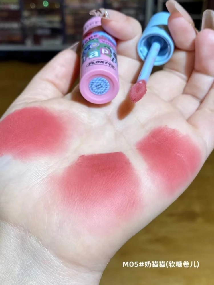 Flortte Kat Lippenstift Pasta Matte Crème Balsem Zachte Modder Lipstick Melkgebak Serie Waterdichte, Langdurige Baby Roze Lak