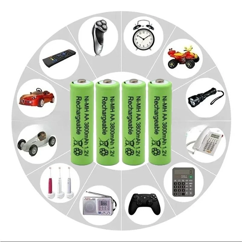 For Toy Remote Control+charger NEW High-quality AA 1.2V 3800mAh Rechargeable Battery, Nickel Hydrogen Battery