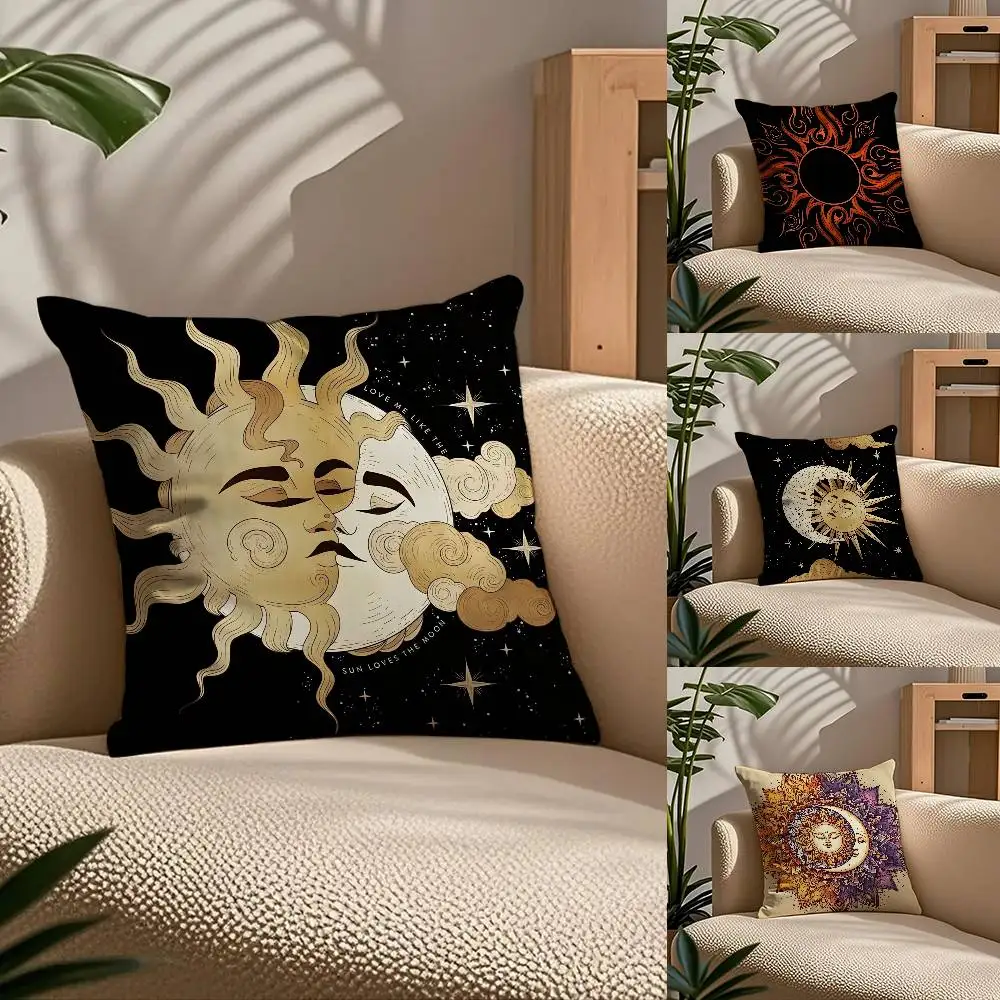 

Sun Moon Mandala Series Pattern Pillow Case Comfort Sofa Bed Silky elegant Invisible zipper Custom Decorative cushion cover