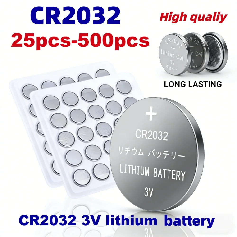 50-1000PCS Bulk CR2032 Lithium Button Cell Batteries Long Lasting for Watches Remotes & Key Fobs