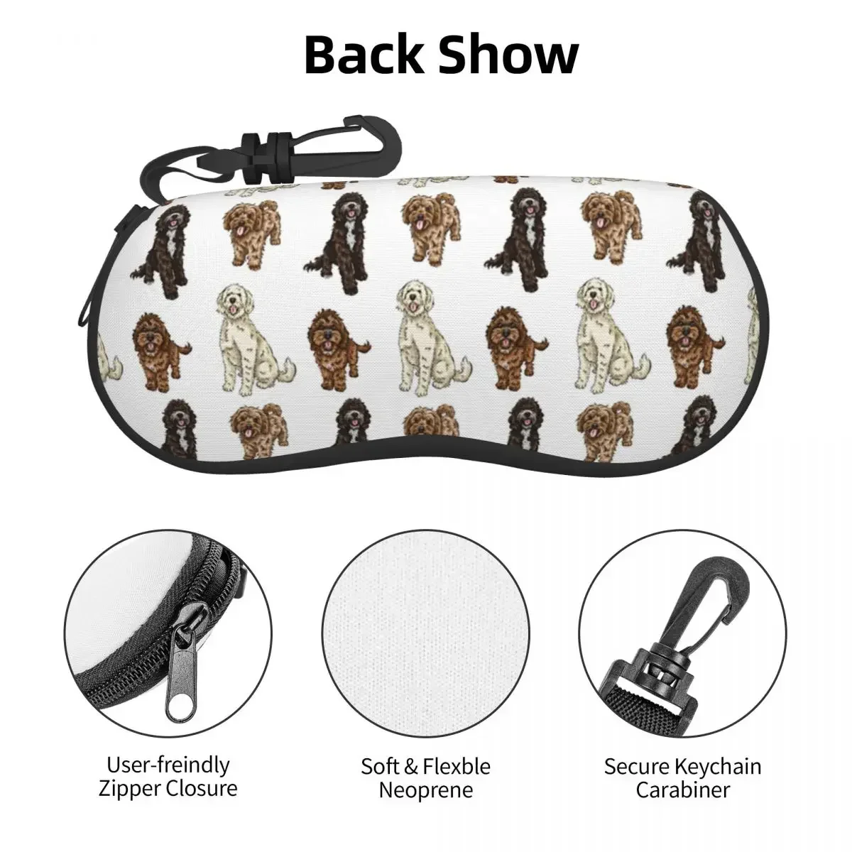 Poodle Cross  Sunglasses Soft Case Neoprene Zipper Labradoodle Sproodle Shell Eyeglass Case Protective Box For Glasses