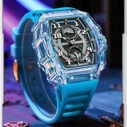 Fashion Sport Watches for Men Blue Casual Waterproof Wristwatch Men Silicone Strap Chronograph Calendar Quartz Watches Gift