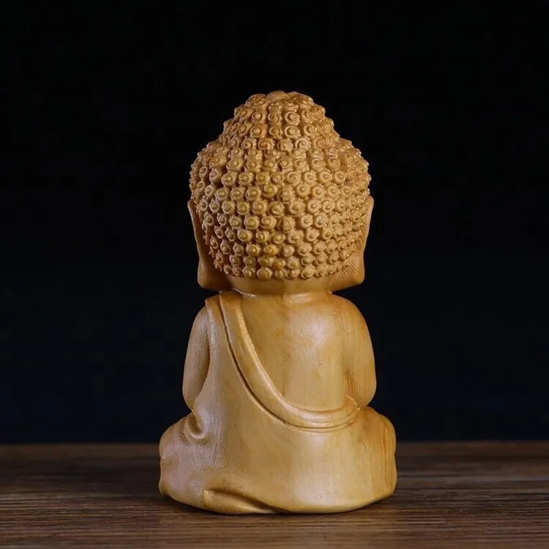 6.2cm Little Buddha Ornaments Cliff Cypress Wood Carving Hand-held Car Ornaments