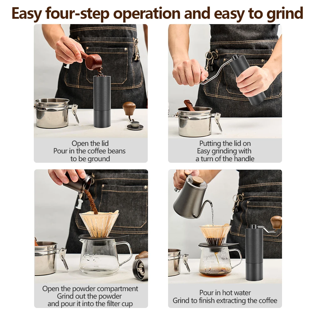 Chestnut Manual Coffee Grinder Burr Inside High Quality Portable Hand Grinder With Double Bearing Positioning