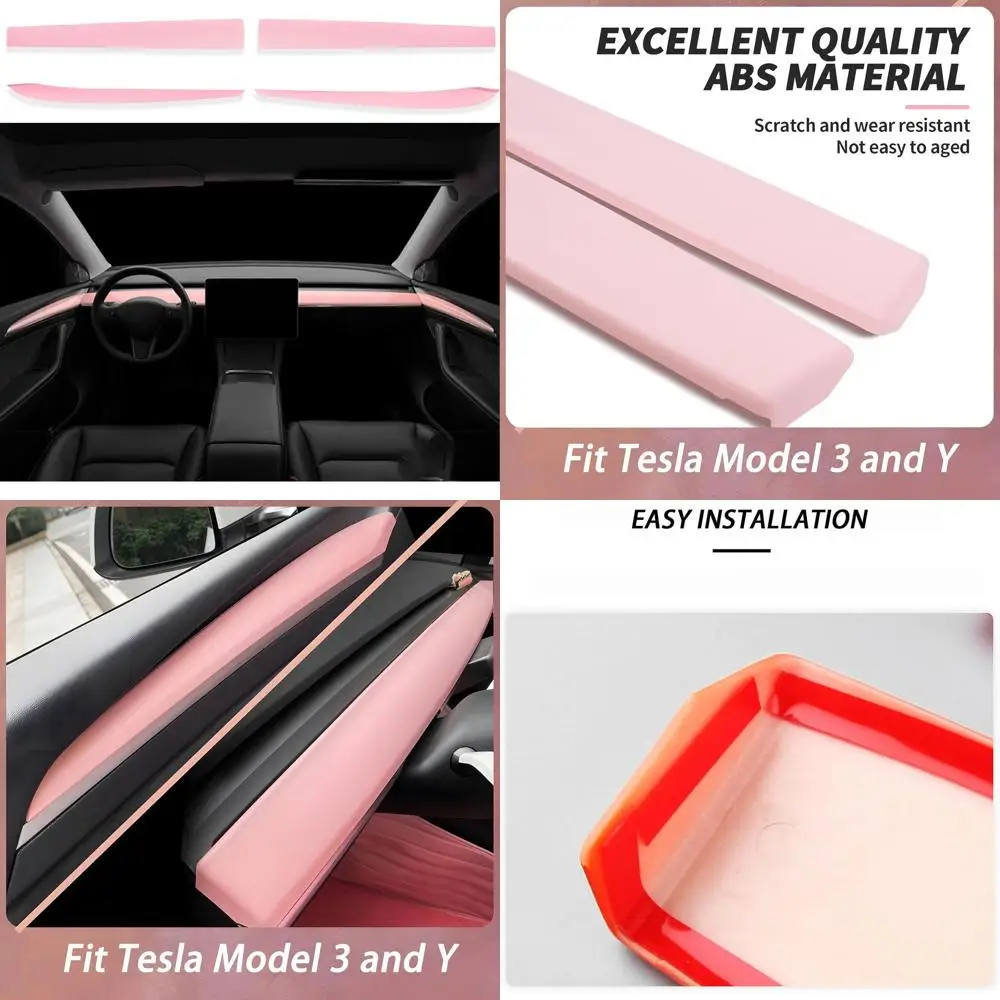 Dashboard Cover Wrap and Front Door Inner Armrest Panel Cover Trim Compatible with Tesla Model 3(2021-2023) and Model Y(2019-202