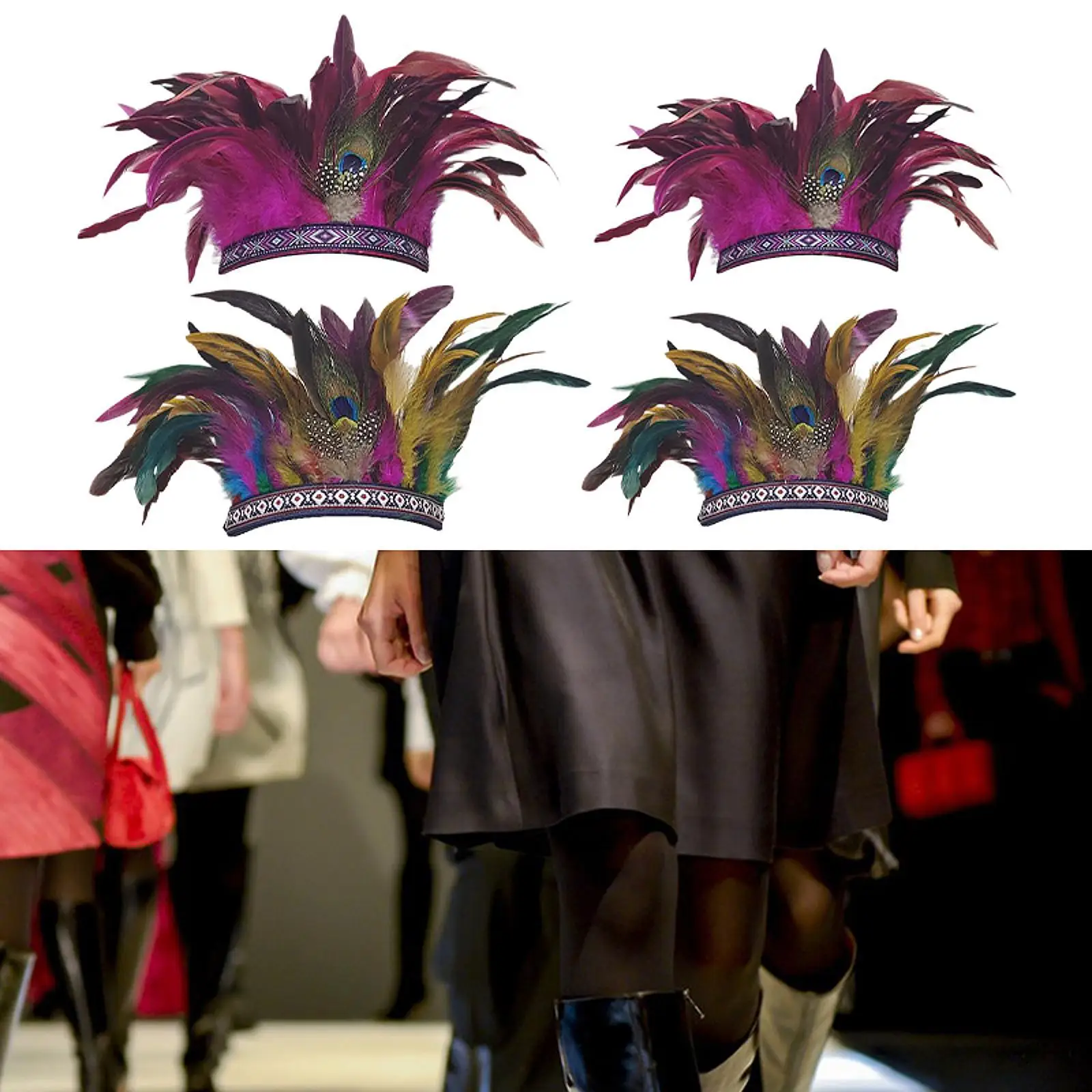 Feather Headdress Boho Hair Band Headband for Fancy Dress Cosplay Burlesque