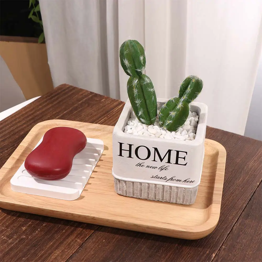 

2Pcs Self Draining Soap Dish Holder Silicone Creative Soap Plate Solid Color Waterproof Soap Container Bathroom Accessories