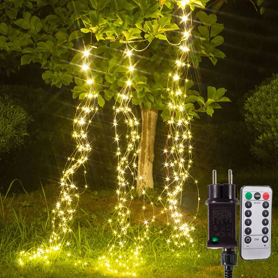 

3IN1 600 LED Firefly Bunch Lights Tree Branch Vine Light Outdoor Copper Wire Waterfall String Light Christmas Fairy Light