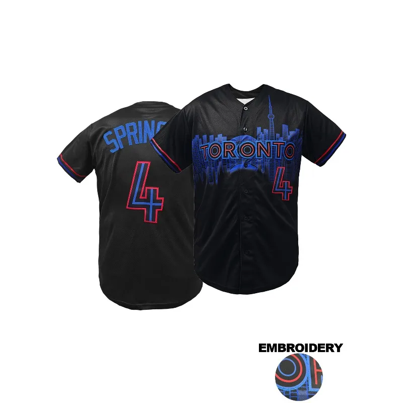Toronto para Hombres # Camiseta Deportiva de Béisbol con 4 Costuras, Corte Holgado, Cuello en V, Manga Corta, para Uso Casual, Actividades al Aire Libre, Entrenamiento