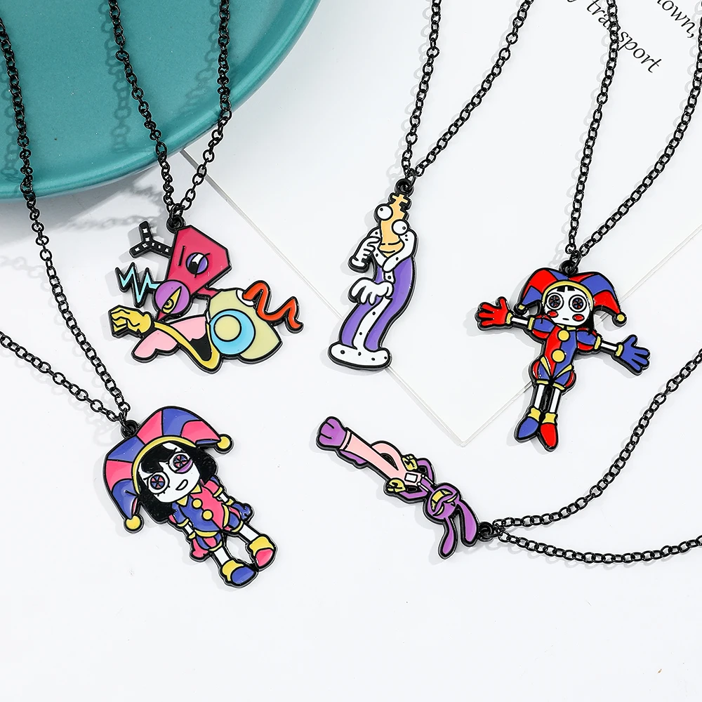 the Amazing Digital Circus Series Kawaii Necklace - Anime Cartoon Fashion Metal Enamel Jewelry Accessory for Friends Toy Gifts view 5
