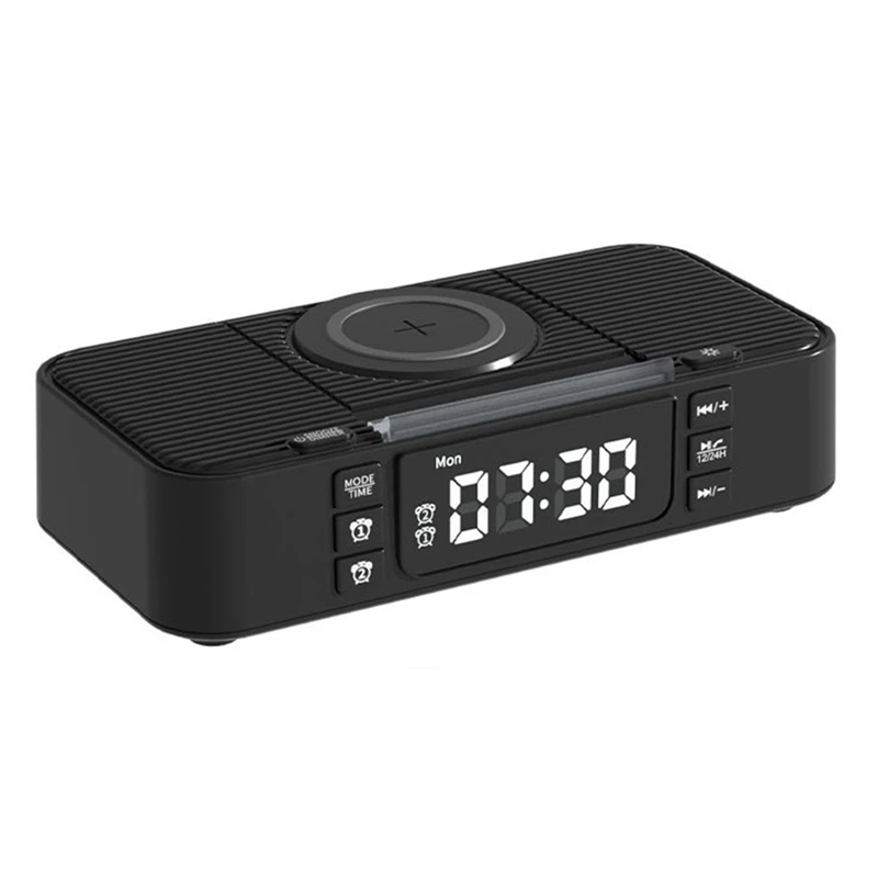 New Portable Bluetooth Speaker With Wireless Charging Atmosphere Light Clock Alarm Function Double Speaker USB Charging