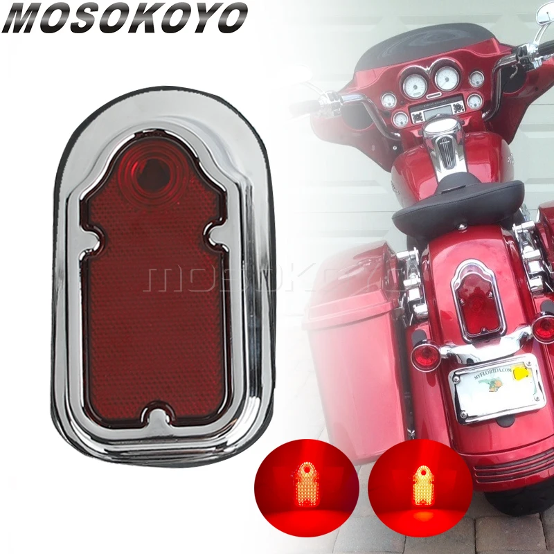 12V Motorcycle Tombstone Brake Tail Light Signal Chrome Red Taillight For Harley Road King Steet Bob Choppers Cruisers Custom