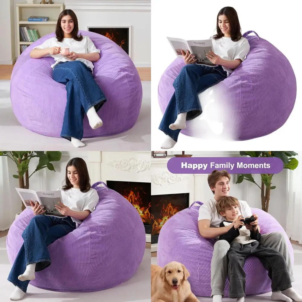 

Purple Corduroy Teardrop Memory Foam Bean Bag Chair - Compact, Soft Sofa with Comfortable Cover