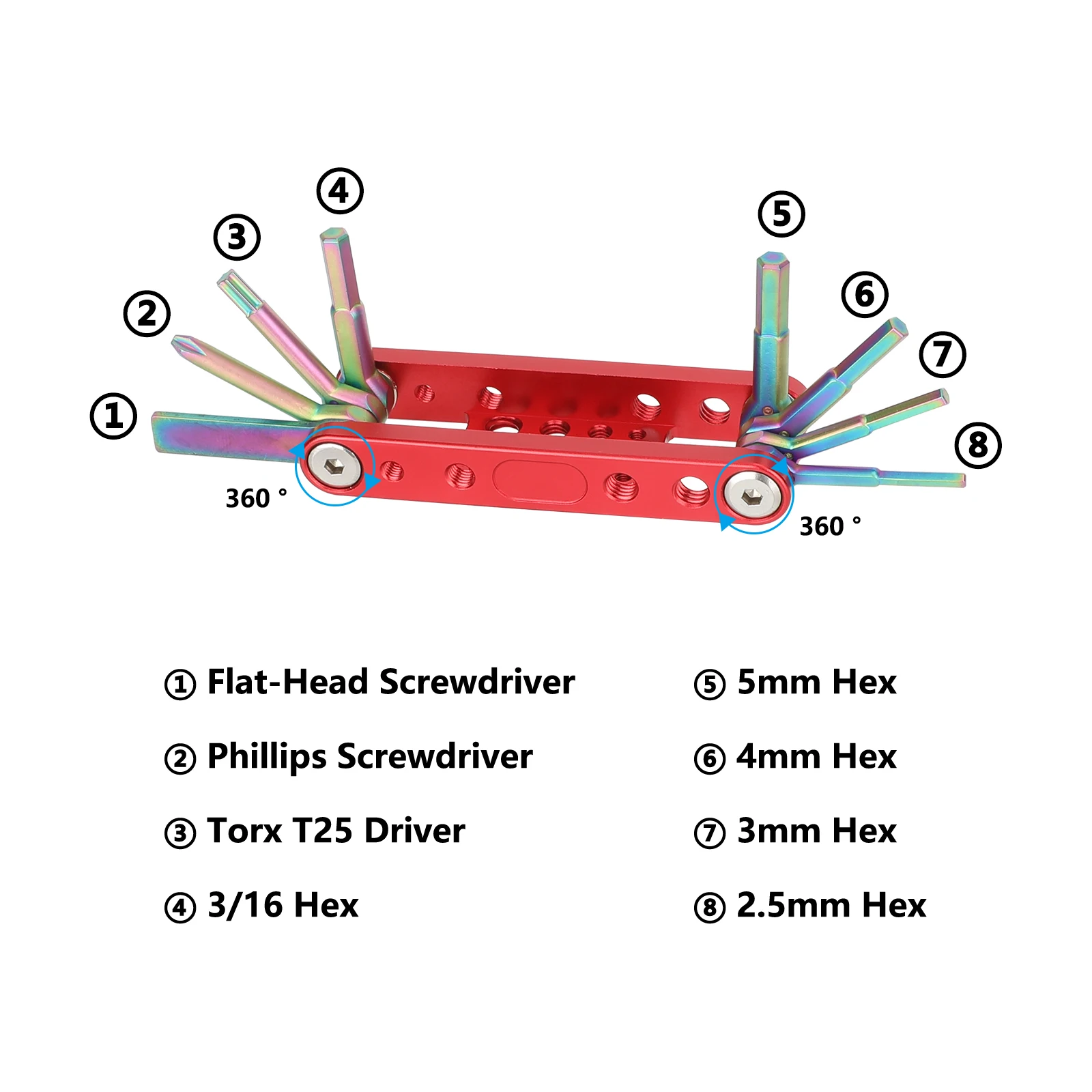 CAMVATE 8-in-1 Multi-Tool Folding Multi-Tool Allen Keys Wrench Folding Torx Screwdriver Special Work Spanner Key Set Outdoor