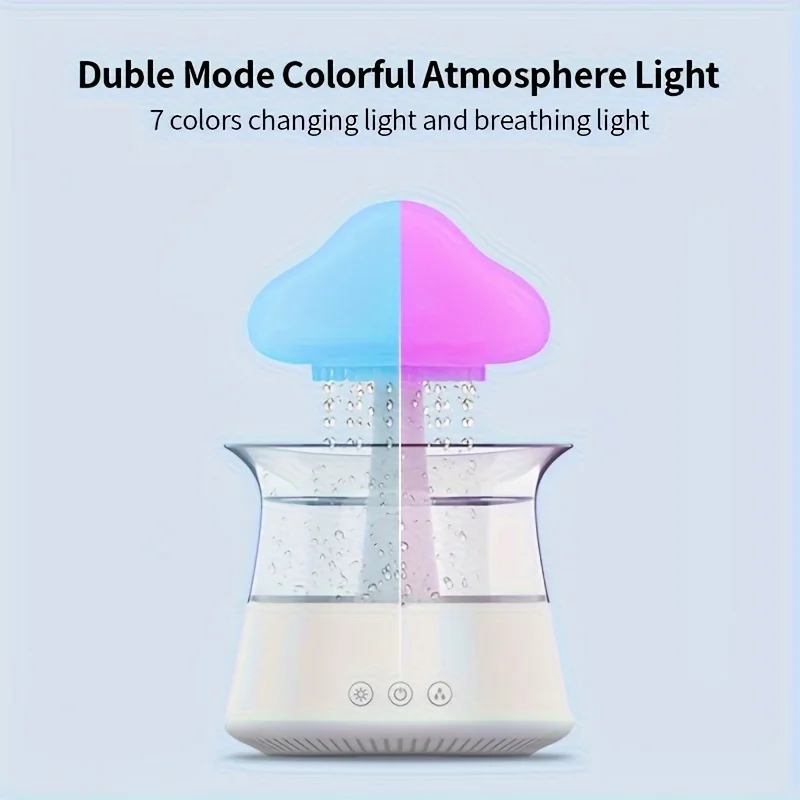 1pc, Rain Cloud H2o Spray Mist Rain Cloud Humidifier Aromatherapy Essential Oil Diffuser Portable 7 Colors Raining Cloud Night L