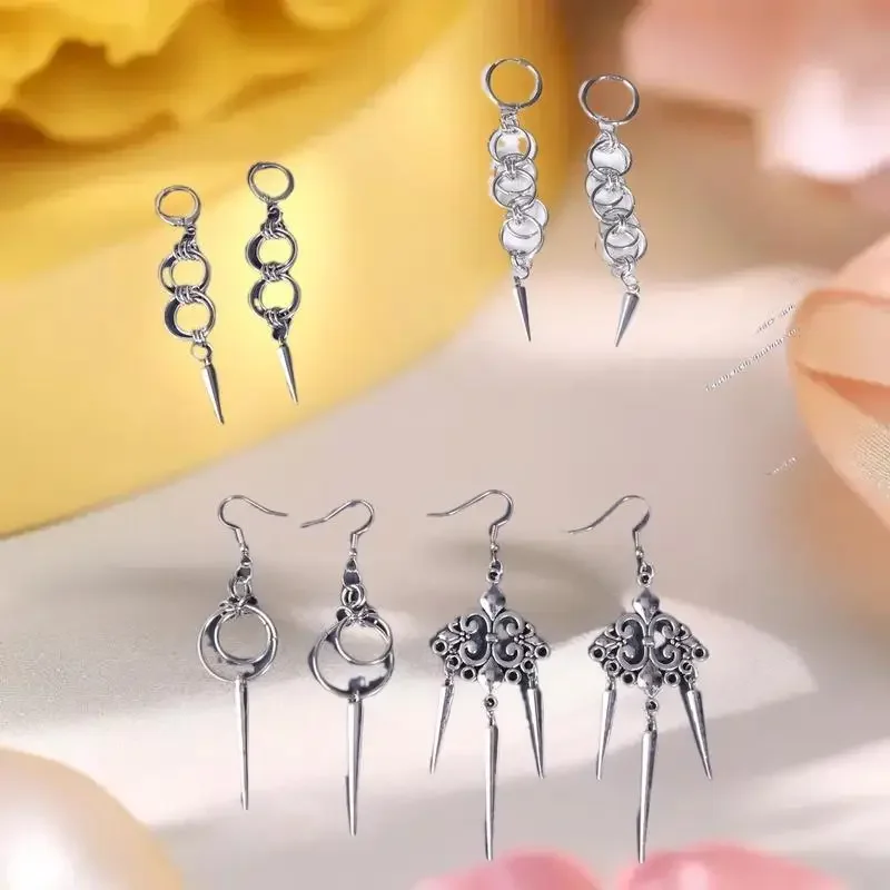 فاسق المعادن ثقب منحني سبايك أقراط للنساء القوطي الجرونج الجمالية برشام أقراط مجوهرات هدية #4