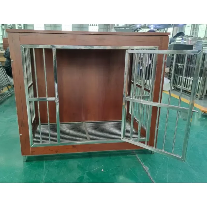 Large Wooden Dog Crate Indoor Pet Kennel Sturdy House Cage for Small Medium Dogs Puppy Training Bed Durable Natural Finish
