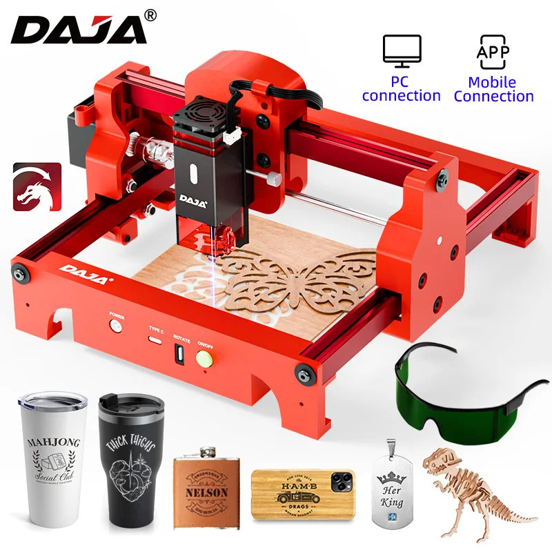 5W DAJA A7 mini Laser Engraver Diy Laser Engraving Machine Fast Mini Logo Mark Printer Cutter Woodworking Plastic for iPhone