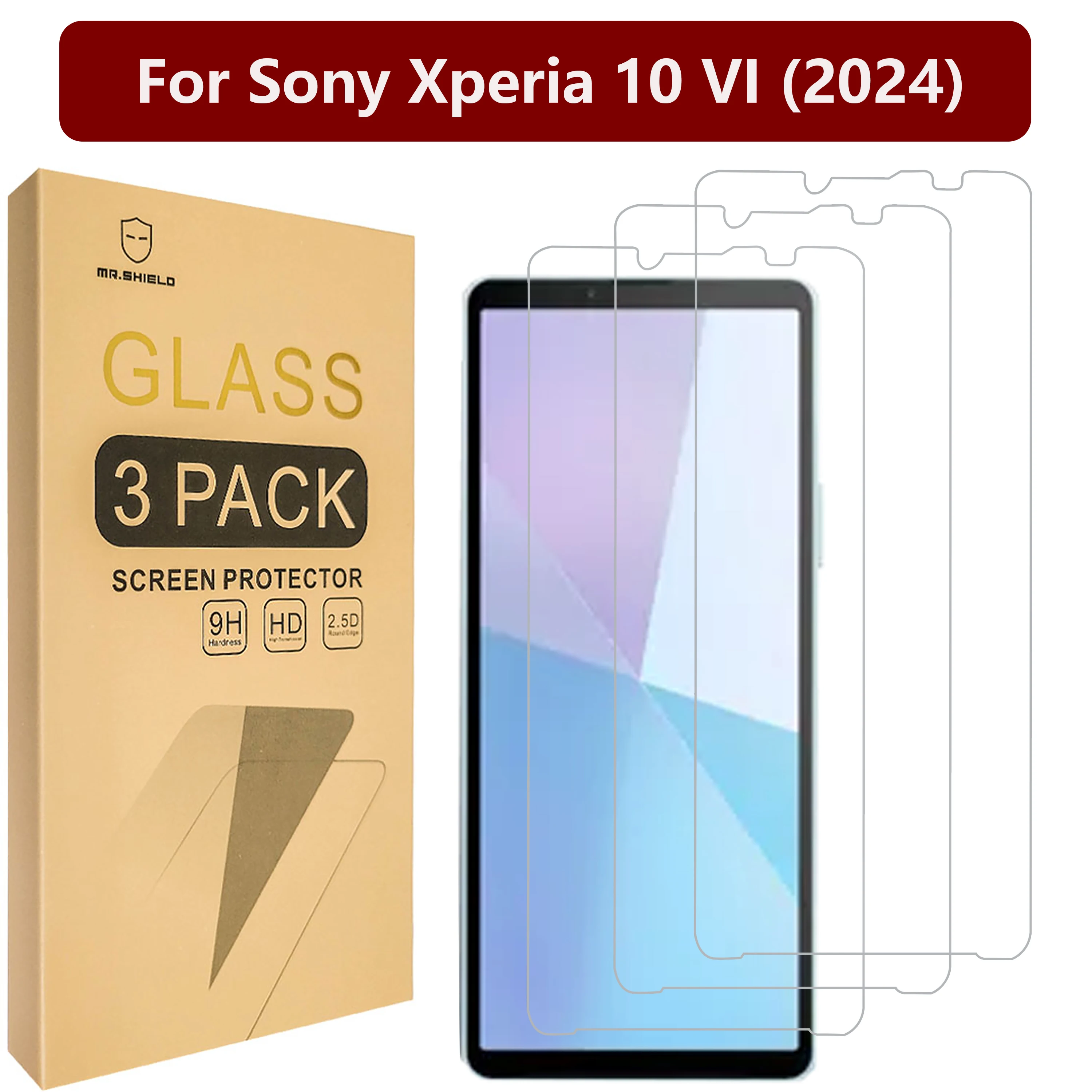 Mr.Shield Screen Protector compatible with Sony Xperia 10 VI (2024) [Tempered Glass] [3-PACK] [Japan Glass with 9H Hardness]