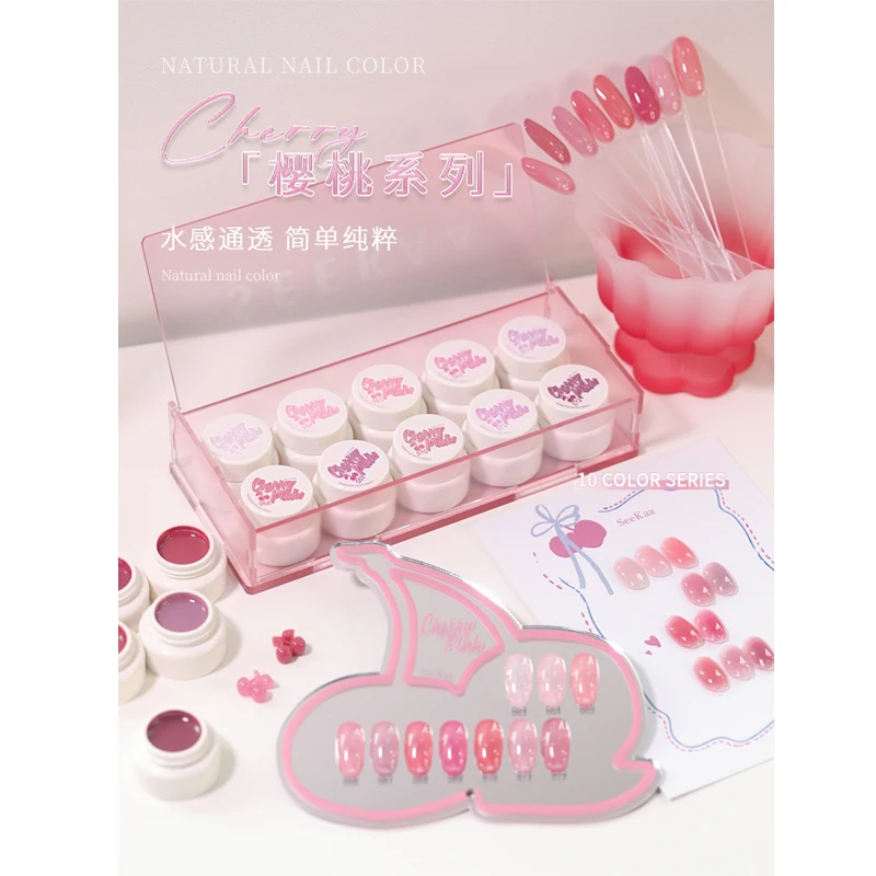 SEEKAA 2025 nuevo juego de Gel de uñas de Color translúcido de 10 colores sin HEMA Gel UV no tóxico sin TPO enlatado para salón de uñas al por mayor
