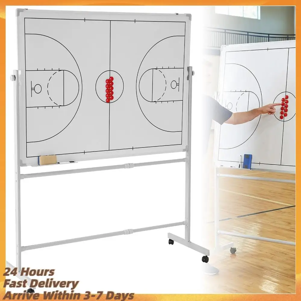 

360 ° Вращающаяся двусторонняя тактическая доска для сухого стирания, регулируемая по высоте, мобильная, на колесиках, с магнитами, маркером и ластиком, для обучения