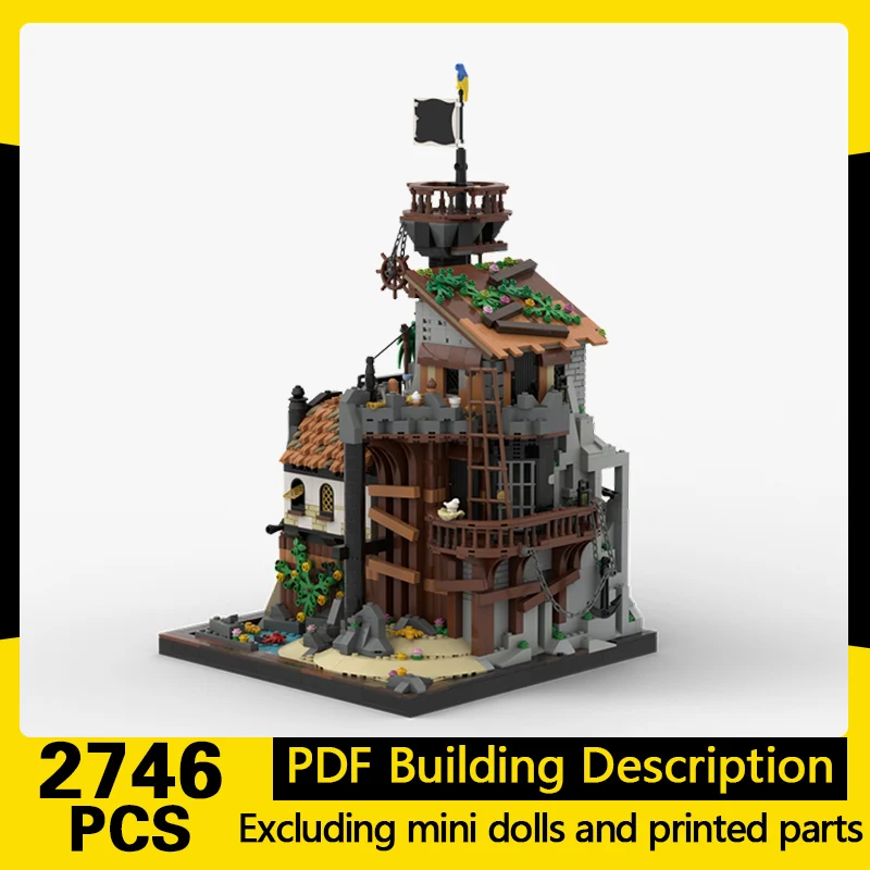 

Medieval Castle Model MOC Building Bricks Pirate Island House Modular Technology Gifts Holiday Assemble Children Toys Suit