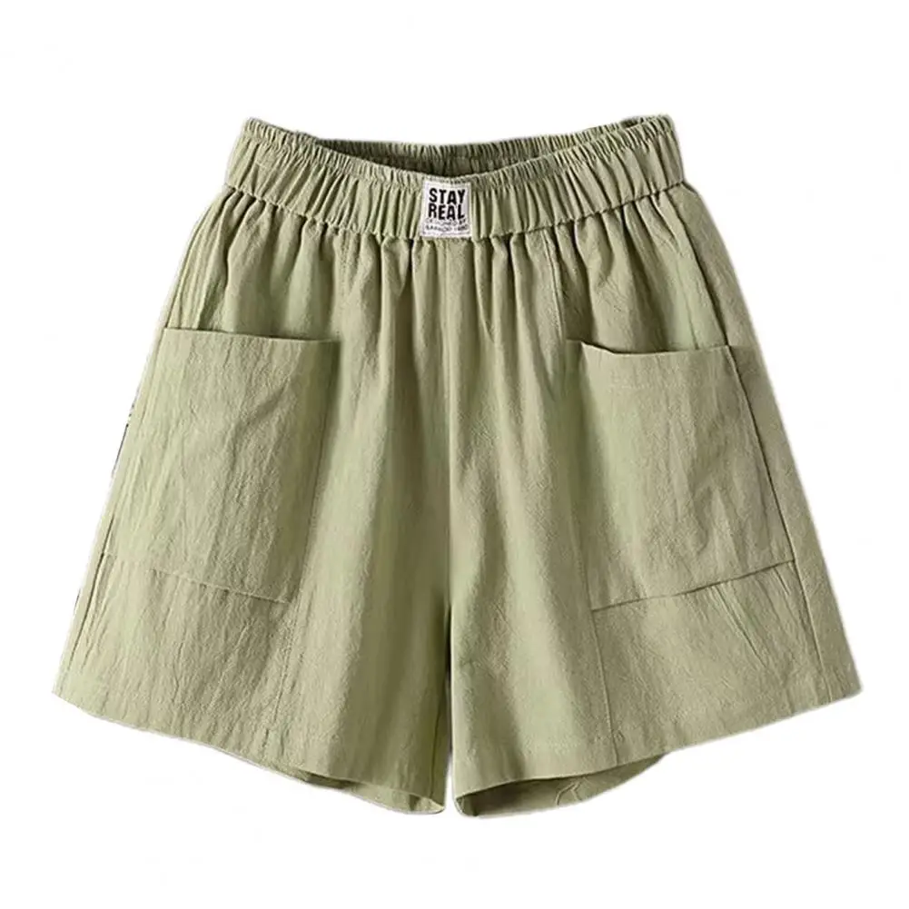 Cotton Linen Shorts Women\'s Sports Shorts Summer Solid High Waist Black Shorts Women Fashion Plus Size Casual Basic Short Pants