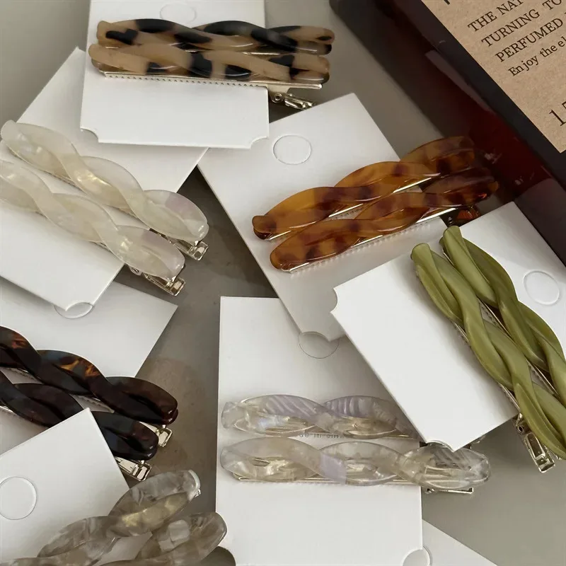 مشابك شعر نسائية عتيقة الطراز رومانسية من الأسيتات للفتيات مشابك جانبية عصرية إكسسوارات شعر غطاء رأس زينة شعر