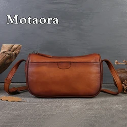 MOTAORA nowa, ręcznie robiona mała torba na ramię ze skóry bydlęcej damska torebka z prawdziwej skóry torebka Retro oryginalne skórzane torby Crossbody