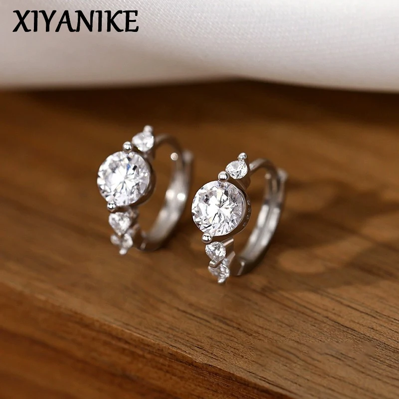 XIYANIKE Sparkling Zircon Hoop Earrings For Women Lady Summer Beach Fashion New Jewelry Girl Gift Party серьги женские