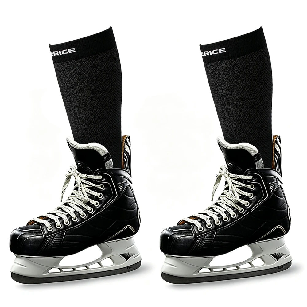 M/L 360 ° Schnittfeste Hockeysocken, feuchtigkeitsableitend, mit nahtloser Zehenpartie für Eishockey, Skifahren, Radfahren, Fußball, Sportsocken – Detail 5