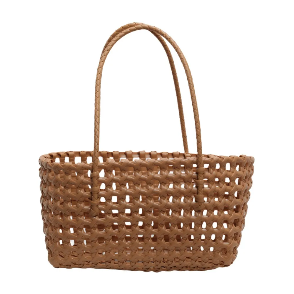 

Plastic Hollow Weave Bag Countryside Style Large Capacity Beach Tote Bag Vacation Style Bucket Bag Woman PVC Handbag Holiday