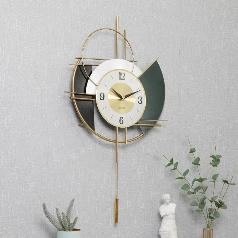 Modern Wall Clock Luxury Metal Pendulum Clock Interior Elegant Decorative Wall Clocks Nordic Living Room Art Decorations Watch