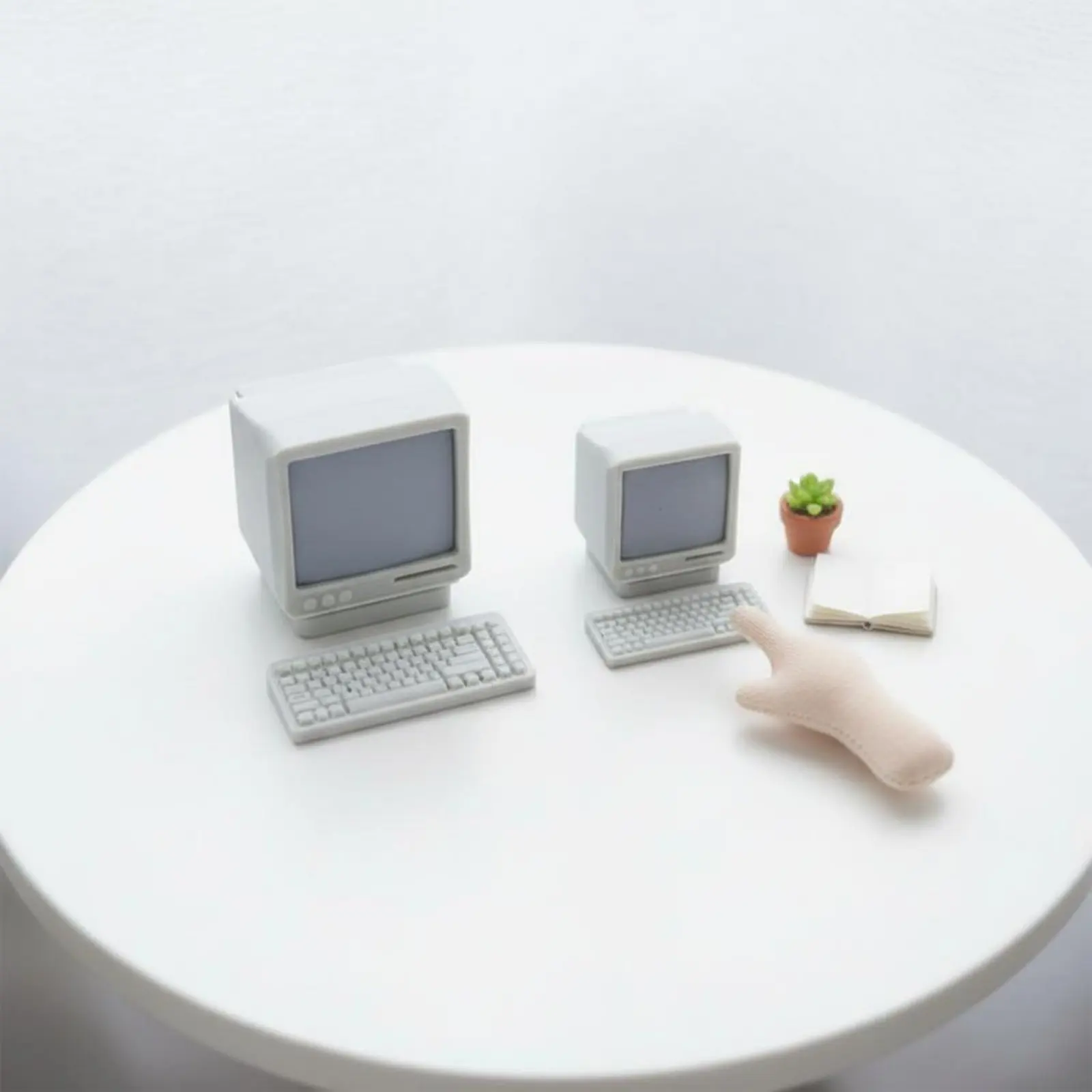 Dollhouse Computer Set Realistic Design Miniature Desktop Computer Set Mini PC Copy Excellent Workmanship for Hobbyists