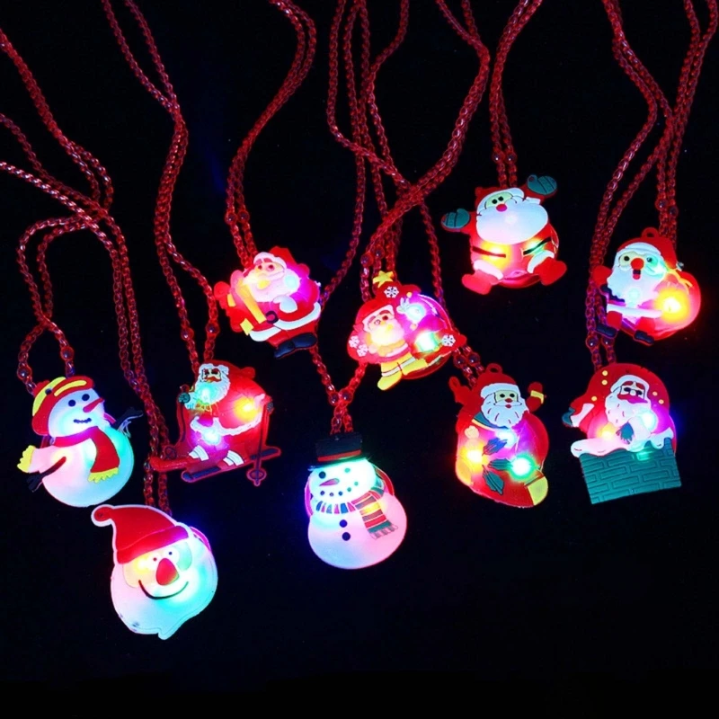 Anillo de luz Led de Navidad para adultos y niños, broches, collar, brazalete luminoso que brilla en la oscuridad, fiesta de Navidad, Rave, envío directo