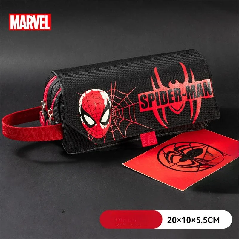 حقيبة أقلام ذات سعة كبيرة من Marvel Spider-Man Captain America، صندوق تخزين أدوات مكتبية للأطفال الخارقين، مقلمة للطلاب