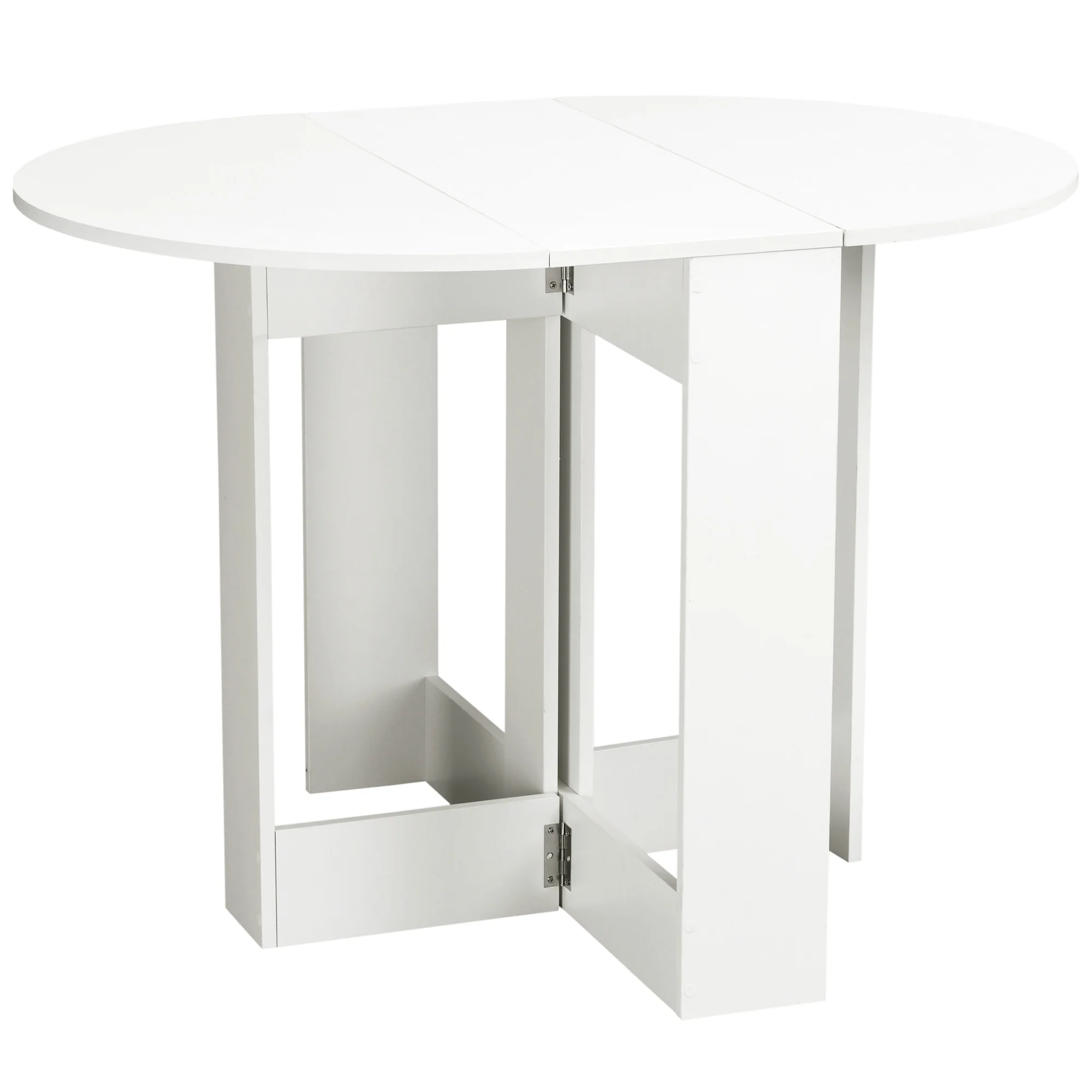 Mesa de cocina y comedor plegable HOMCOM, mesa ovalada extensible de 2 plazas, color blanco