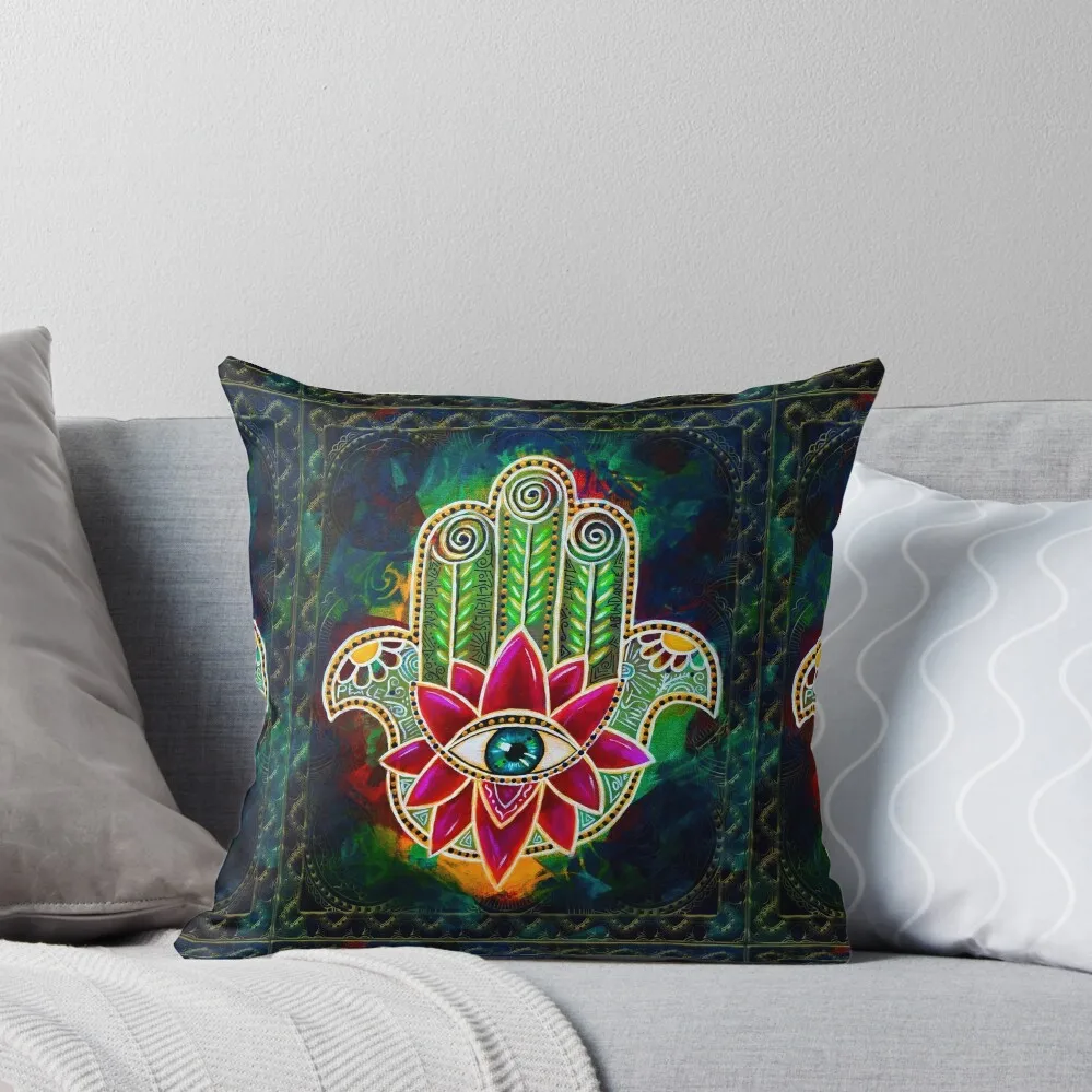 

Green Hamsa Throw Pillow Decorative Sofa Cushions Cushions For Children pillow cover christmas ornamental pillows pillow
